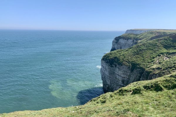Flamborough head cliffs looking out onto the seafront in the UK