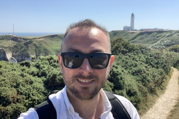 Flamborough head cliffs looking out onto the seafront in the UK